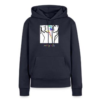 smoking - Sweat à capuche Premium bio Femme - bleu marine - Devant - Julia (174cm)