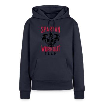 spartan fitness sparta - Sweat à capuche Premium bio Femme - bleu marine - Devant - Julia (174cm)