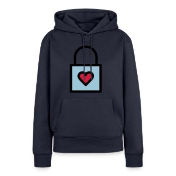 Cadenas, serrure d'amour - Sweat à capuche Premium bio Femme - bleu marine - Devant - Julia (174cm)