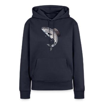 Äsche Fischen Angeln Fliegenfischen - Frauen Premium Bio Hoodie - Navy - Vorne - Julia (174cm)
