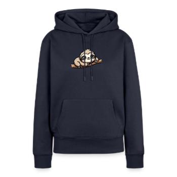 Faultier auf Ast - Frauen Premium Bio Hoodie - Navy - Vorne - Julia (174cm)