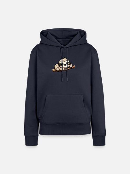 Faultier auf Ast - Frauen Premium Bio Hoodie - Navy