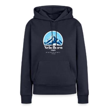 Nebelhorn im Allgäu Berg Logo Coordonnées Altitude - Sweat à capuche Premium bio Femme - bleu marine - Devant - Julia (174cm)