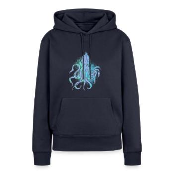 calamar - Sweat à capuche Premium bio Femme - bleu marine - Devant - Julia (174cm)