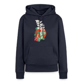 Ukulele trex - Frauen Premium Bio Hoodie - Navy - Vorne - Julia (174cm)