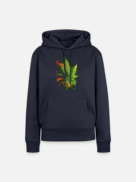 illustration of marijuana - Frauen Premium Bio Hoodie - Navy
