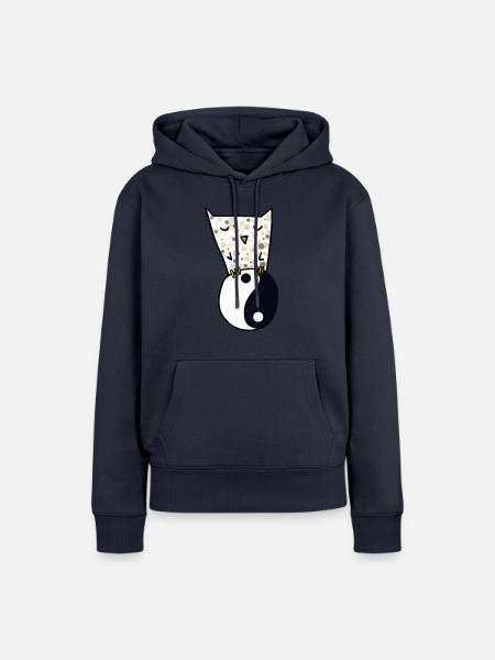 Eule und yin yang - Frauen Premium Bio Hoodie - Navy