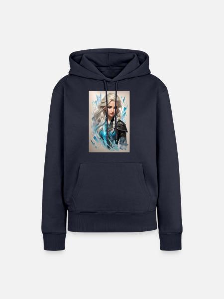 Frau weißes Haar - Frauen Premium Bio Hoodie - Navy