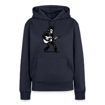 Auteur-compositeur-interprète | Le Singe Danseur - Sweat à capuche Premium bio Femme - bleu marine - Devant - Julia (174cm)