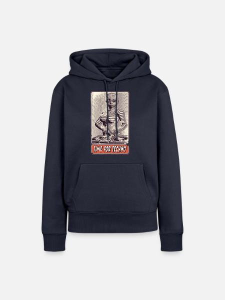Rebellische Techno Musik, Cartoon DJ mit Mischpult - Frauen Premium Bio Hoodie - Navy