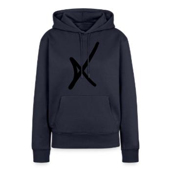 XEONEDIA - Monogramm - Frauen Premium Bio Hoodie - Navy - Vorne - Julia (174cm)