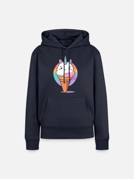 Einhorn Eis - Frauen Premium Bio Hoodie - Navy