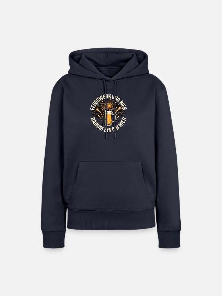 Feuerwerk Pyrotechnik Und Bier - Frauen Premium Bio Hoodie - Navy