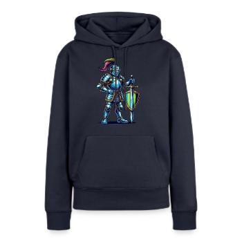 Bande dessinée Knight - Sweat à capuche Premium bio Femme - bleu marine - Devant - Julia (174cm)