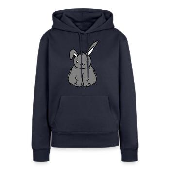 Gros Lapin Assis En Surpoids Gros Affamé Drôle - Sweat à capuche Premium bio Femme - bleu marine - Devant - Julia (174cm)