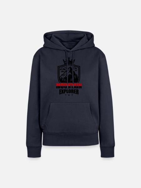 Berge Erkunden Spruch - Frauen Premium Bio Hoodie - Navy