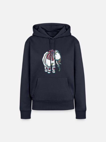 Farbenfroher Elefant - Frauen Premium Bio Hoodie - Navy