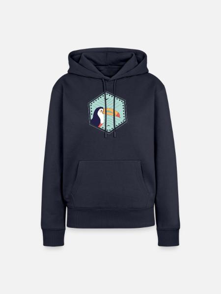 Bunter Tukan - türkis - Frauen Premium Bio Hoodie - Navy