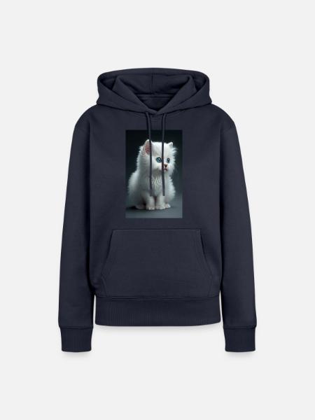 Süßes weißes Kätzchen - Frauen Premium Bio Hoodie - Navy