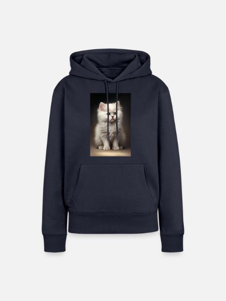 Weißes Kätzchen - Frauen Premium Bio Hoodie - Navy