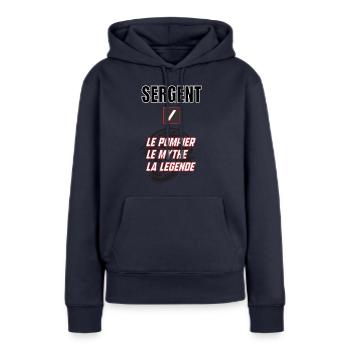Sergent pompier - Sweat à capuche Premium bio Femme - bleu marine - Devant - Julia (174cm)