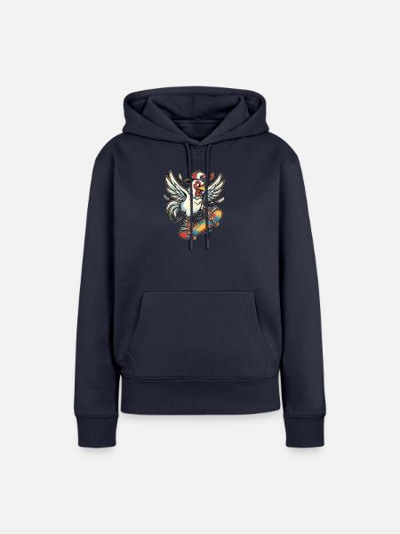 Skater Chicken - Frauen Premium Bio Hoodie - Navy