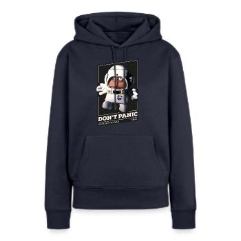 Bernd Das Brot Don't Panic - Frauen Premium Bio Hoodie - Navy - Vorne - Julia (174cm)
