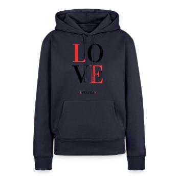 Amour - Sweat à capuche Premium bio Femme - bleu marine - Devant - Julia (174cm)