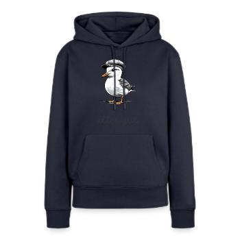 Seagull with "All good" saying - Women’s Premium Organic Hoodie - navy - Front - Julia (174cm)