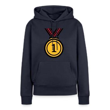 Siegermedallie - Frauen Premium Bio Hoodie - Navy - Vorne - Julia (174cm)