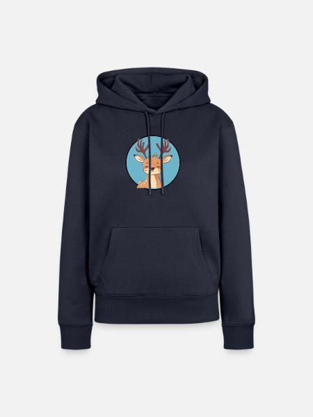Hirschgeweih Hirsch Waldbewohner - Frauen Premium Bio Hoodie - Navy