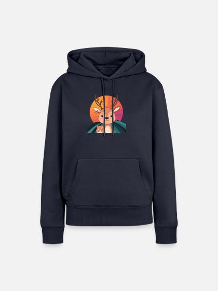 Hirsch Rehkitz Hirschgeweih - Frauen Premium Bio Hoodie - Navy