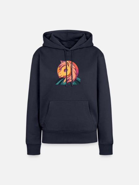 Pferd Ross - Frauen Premium Bio Hoodie - Navy