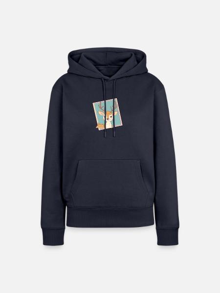 Hirschgeweih - Frauen Premium Bio Hoodie - Navy