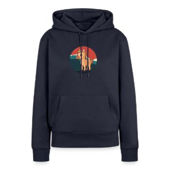 Pferd Hufe - Frauen Premium Bio Hoodie - Navy - Vorne - Julia (174cm)