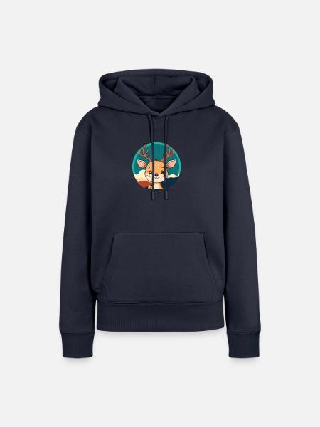 Hirschgeweih Hirsch Wald - Frauen Premium Bio Hoodie - Navy