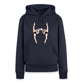 ABC - Sweat à capuche Premium bio Femme - bleu marine - Devant - Julia (174cm)