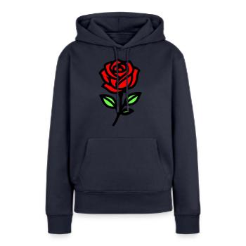 Rose Blume - Frauen Premium Bio Hoodie - Navy - Vorne - Julia (174cm)
