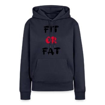 Fit ou gros - Sweat à capuche Premium bio Femme - bleu marine - Devant - Julia (174cm)