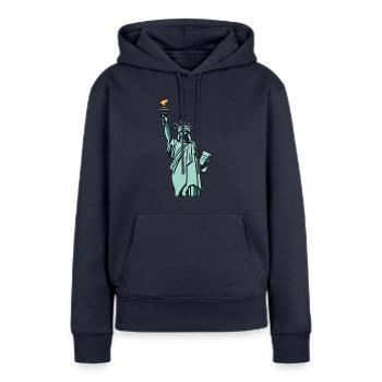 Statue - Sweat à capuche Premium bio Femme - bleu marine - Devant - Julia (174cm)