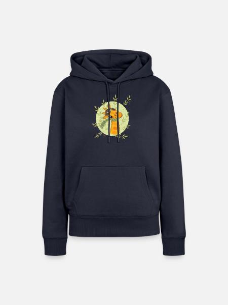 Giraffe im Frühling - Frauen Premium Bio Hoodie - Navy