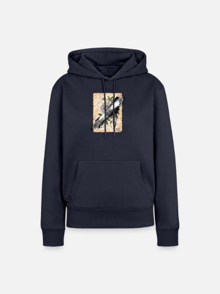 Botanische Illustration mit Vandal Übermalung - Frauen Premium Bio Hoodie - Navy