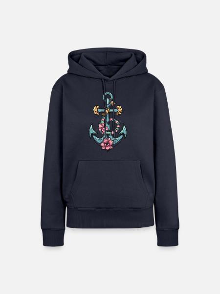 Anker Hafen - Frauen Premium Bio Hoodie - Navy