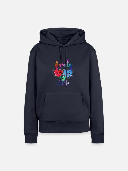 Family First - Frauen Premium Bio Hoodie - Navy