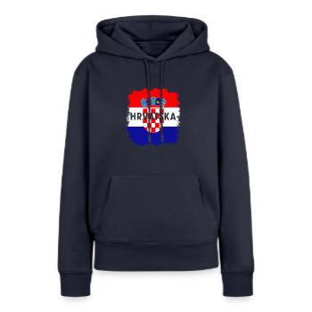 Croatie Croates Origine Lieu de naissance Drapeau - Sweat à capuche Premium bio Femme - bleu marine - Devant - Julia (174cm)