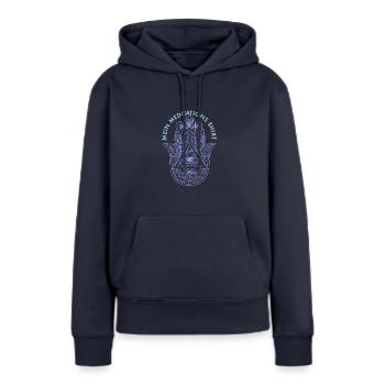 Hamsa Eye Talisman Fluchschutz Yoga Hindu - Frauen Premium Bio Hoodie - Navy - Vorne - Julia (174cm)