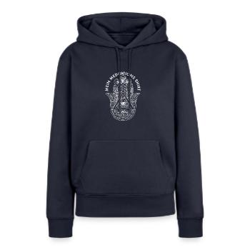 Hamsa Eye Talisman Fluchschutz Yoga Hindu - Frauen Premium Bio Hoodie - Navy - Vorne - Julia (174cm)