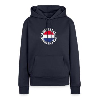Niederlande Flagge Landesfarben Herkunft - Frauen Premium Bio Hoodie - Navy - Vorne - Julia (174cm)