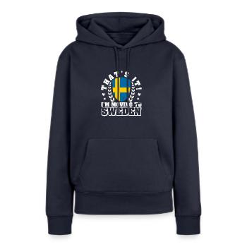 Schweden Landesfarben Sverige Flagge Urlaub - Frauen Premium Bio Hoodie - Navy - Vorne - Julia (174cm)
