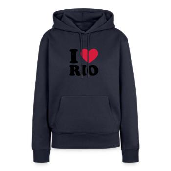 rio de janeiro - Sweat à capuche Premium bio Femme - bleu marine - Devant - Julia (174cm)